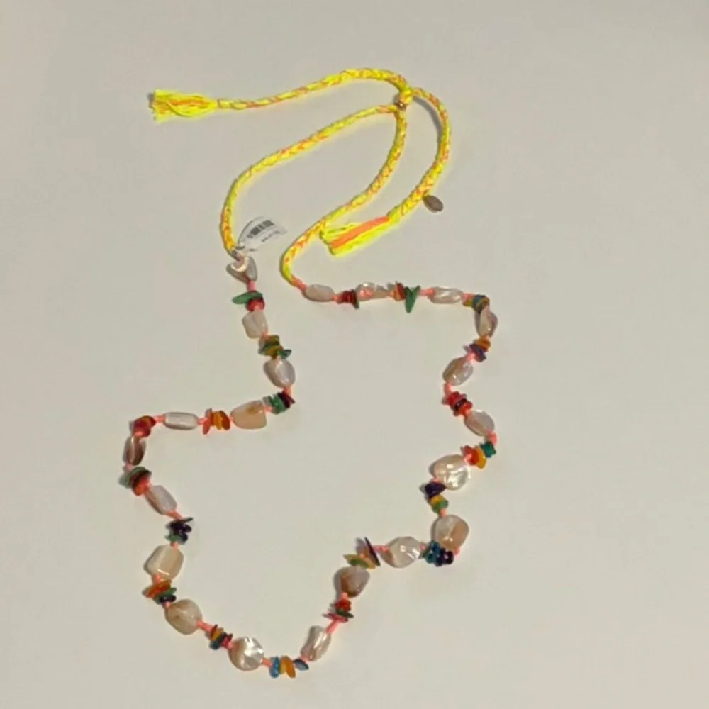 Free People X Ariana Ost “At The Market” Necklace ~ Neon Yellow/Orange; NWT - Picture 9 of 16